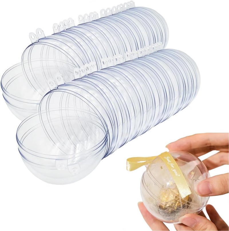 Pungi 20 Clear Fillable Ornaments Balls- 80mm/3.15" Transparent Plastic Thickened Spherical Assembled Craft, for Christmas Tree Decor, and Festive Days Home Party(8cm) - Image 1