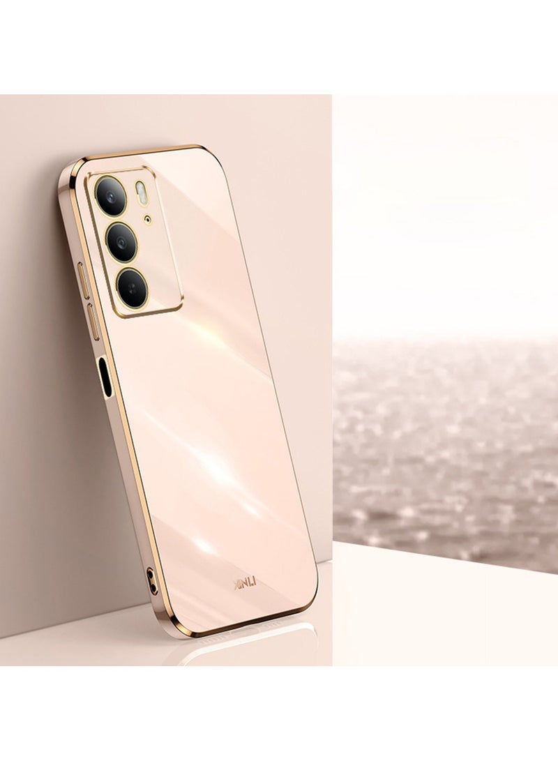 SanHu for realme C75 4G / C75X 4G Case, Plating Soft Back Cover, Raised Full Camera Protection, Slim Thin TPU Mobile Phone Case for realme C75 4G / C75X 4G, Pink