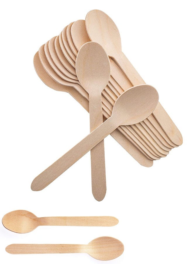 ملاعق خشبية للاستخدام مرة واحدة، 50 ملعقة، أدوات مائدة قابلة للتحلل الحيوي والتسميد - Image 1