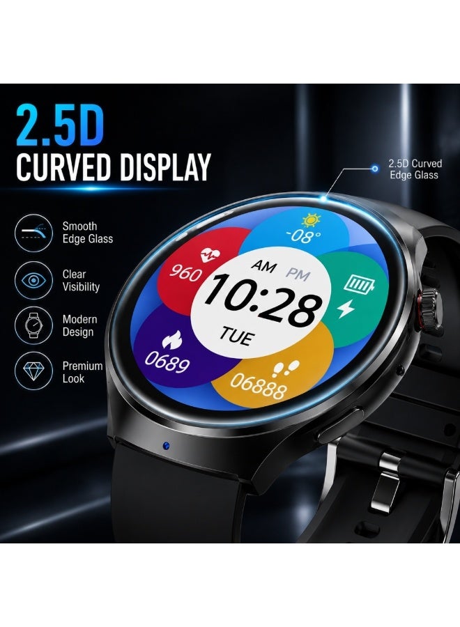 modio MR60 Smart Watch Bluetooth Calling Wireless Charging Round Smartwatch for Men, Women, Boys & Girls, Android iOS Black - Image 5