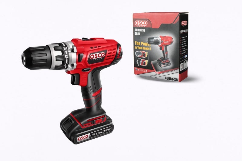 OSCO-TOOLS Drill 18V Lithium Battery 13Mm - 1 Battery Drill Concrete, Metal, Wood, Screwdriver - Image 2
