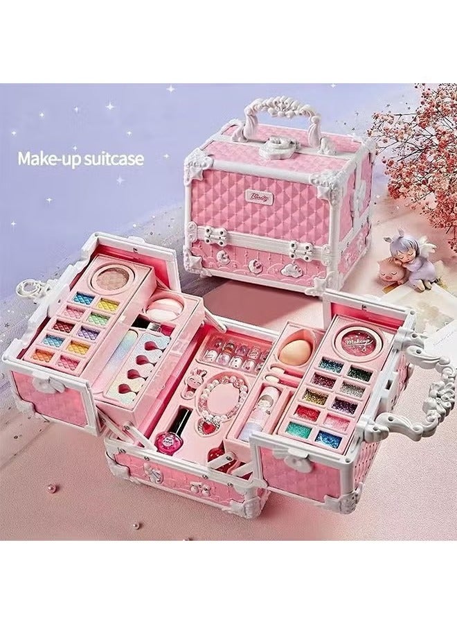 YelaJoy Kids Makeup Kit, Real Kids Makeup Set Washable Makeup Set Toys for Girls with Portable Makeup Box Including Lipstick, Eye Shadows and So On, Girls Toys for Girls Aged 5 6 7+ Year Old - Image 3
