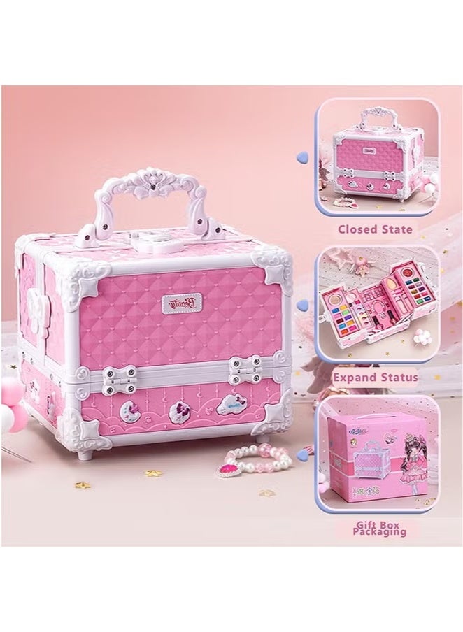YelaJoy Kids Makeup Kit, Real Kids Makeup Set Washable Makeup Set Toys for Girls with Portable Makeup Box Including Lipstick, Eye Shadows and So On, Girls Toys for Girls Aged 5 6 7+ Year Old - Image 4