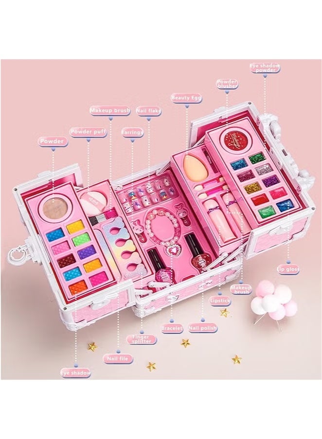YelaJoy Kids Makeup Kit, Real Kids Makeup Set Washable Makeup Set Toys for Girls with Portable Makeup Box Including Lipstick, Eye Shadows and So On, Girls Toys for Girls Aged 5 6 7+ Year Old - Image 5