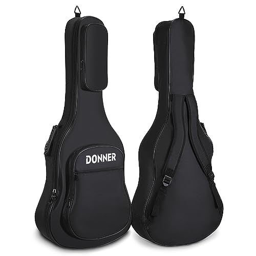 Donner 36 Inch Acoustic Guitar Case, 0.4 Inch Thick Padding Sponge 600D Ripstop Waterproof Nylon Soft Guitar Gig Bag with 3 Pockets and Back Hanger Loop, Black - Image 1