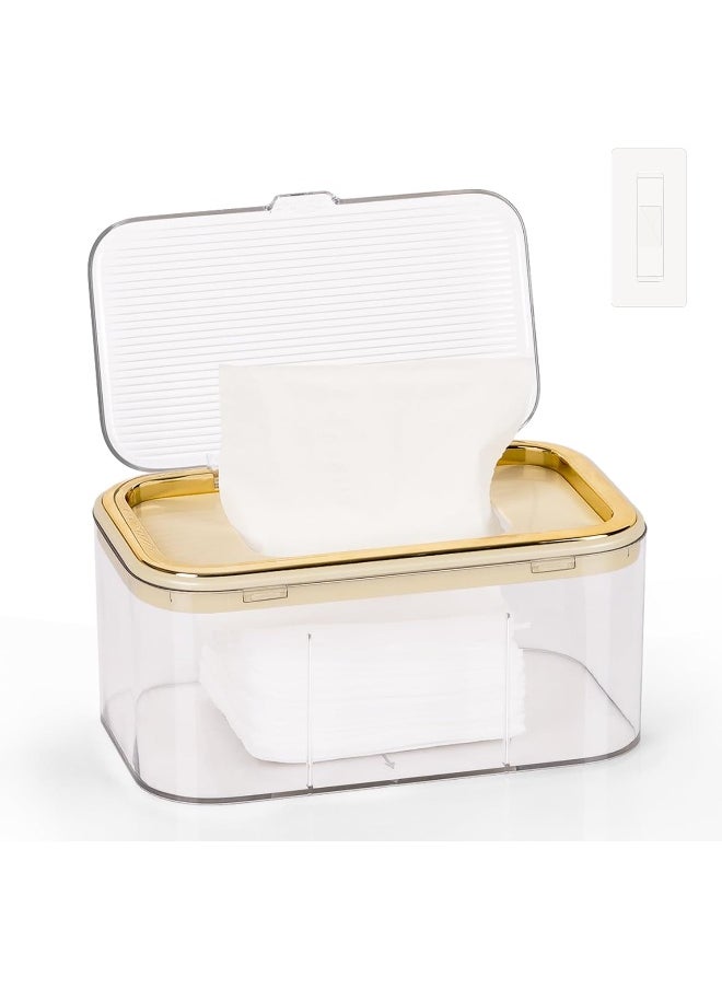 Flenpptly Flenpptly Gold Wipe Dispenser, Large Capacity, Rectangular, Polypropylene (PP) Material, Gold Color  - Image 1