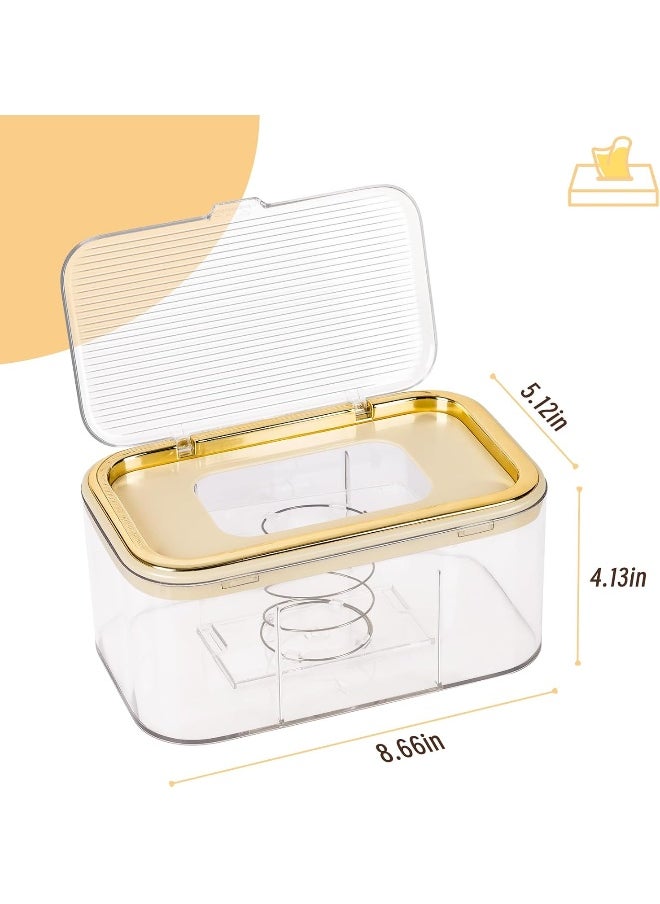 Flenpptly Flenpptly Gold Wipe Dispenser, Large Capacity, Rectangular, Polypropylene (PP) Material, Gold Color  - Image 2
