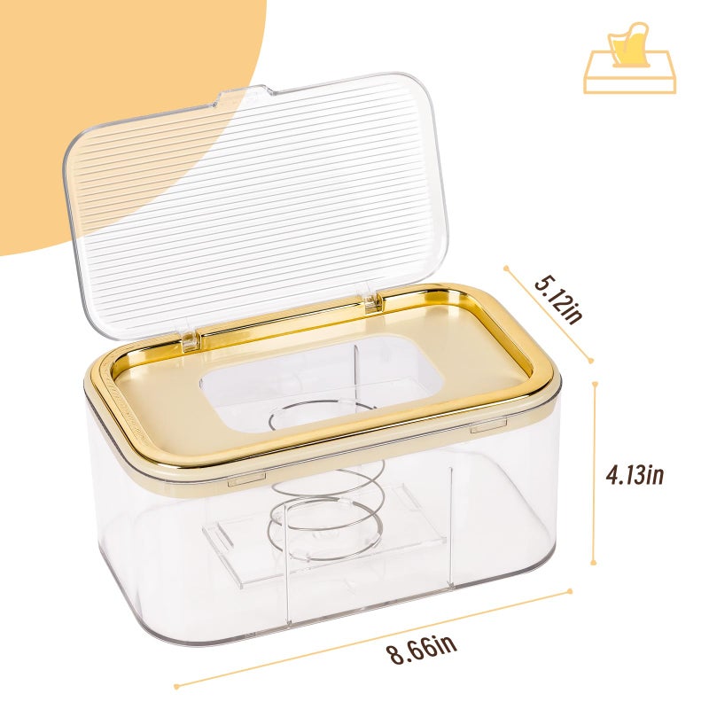 Flenpptly Baby Wipes Dispenser, Wipe Holder Wipes Container Large Capacity Keep Wipes Fresh & Easy to Open (Gold) - Image 2