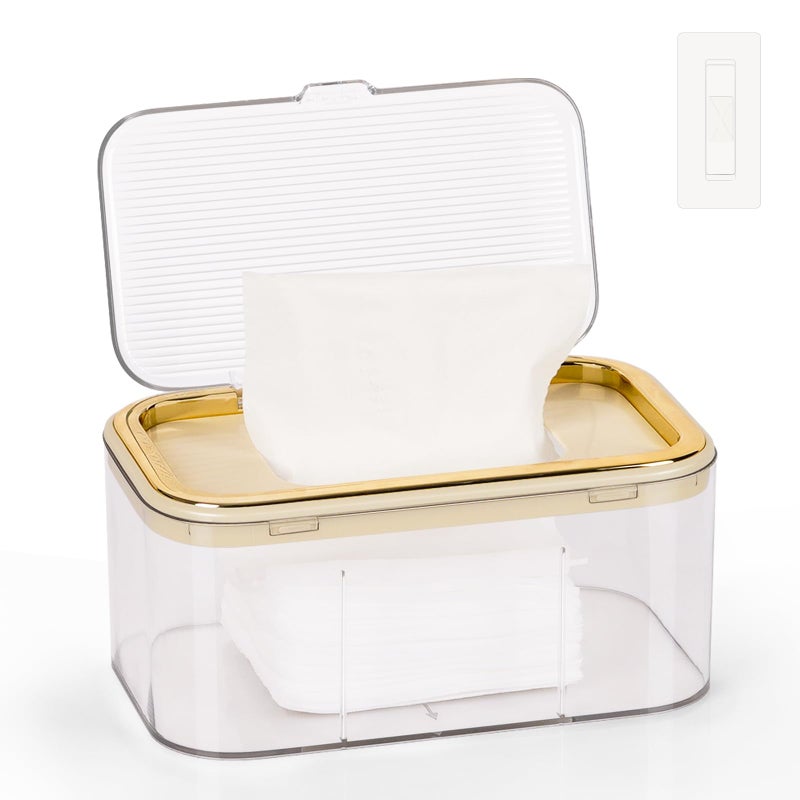 Flenpptly Baby Wipes Dispenser, Wipe Holder Wipes Container Large Capacity Keep Wipes Fresh & Easy to Open (Gold) - Image 1