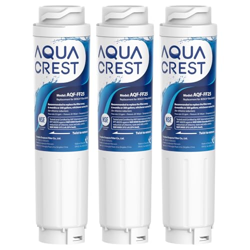 AquaCrest AQUA CREST 644845 Refrigerator Water Filter Replacement for Bosch® Ultra Clarity® 11034152, 9000077104, 9000194412, B26FT70SNS, B22CS80SNS, B22CS50SNS, Haier 0060820860, Miele KWF1000, 3 Filters - Image 1