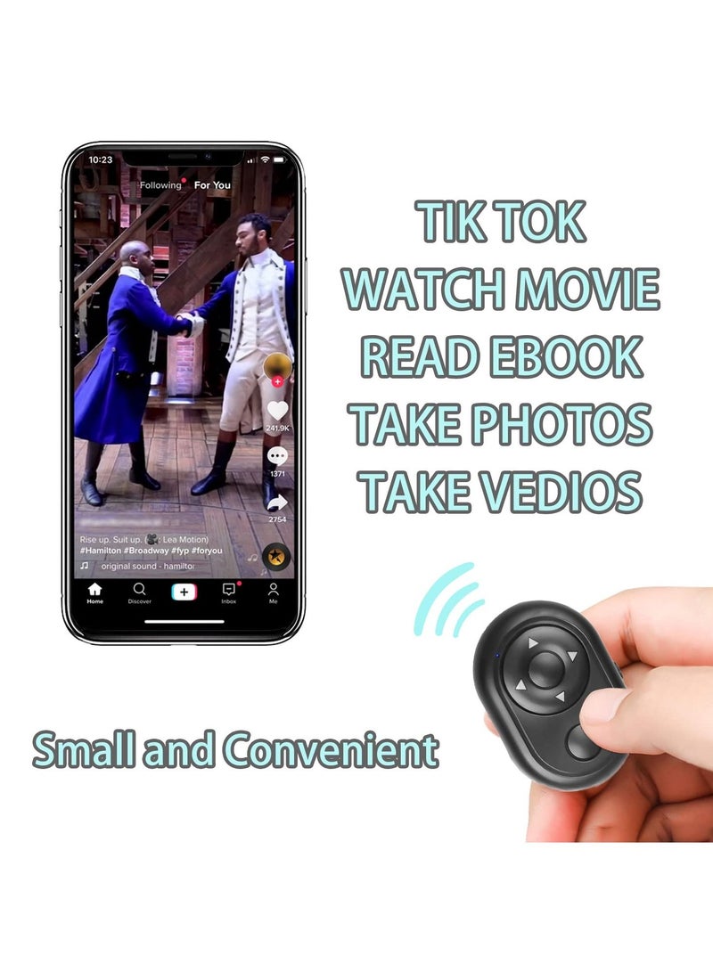 Bluetooth Remote Phone Page Turner Available for Tiktok Scroll Controller Wireless Remote Control Camera Shutter Remote for Android and ios (Black)