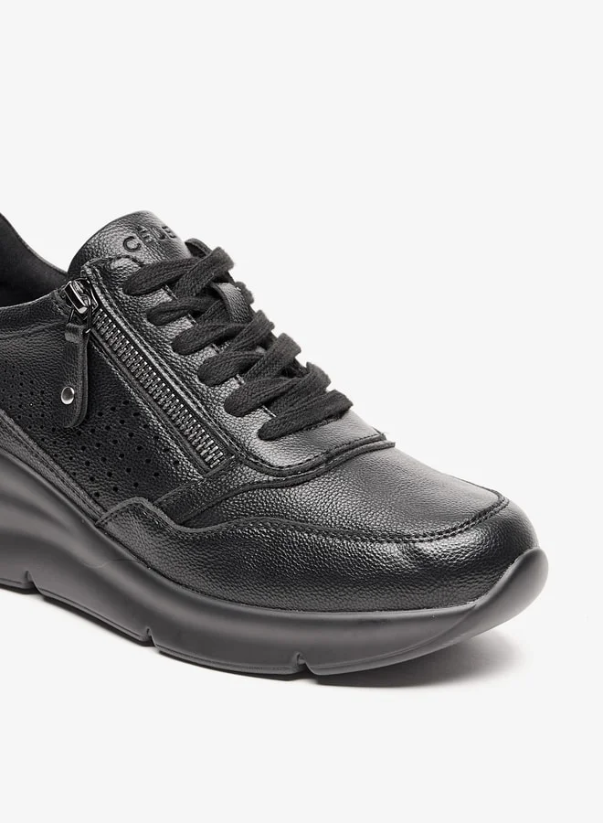 Celeste Women's Solid Shoes with Lace-Up Closure and Zip Detail