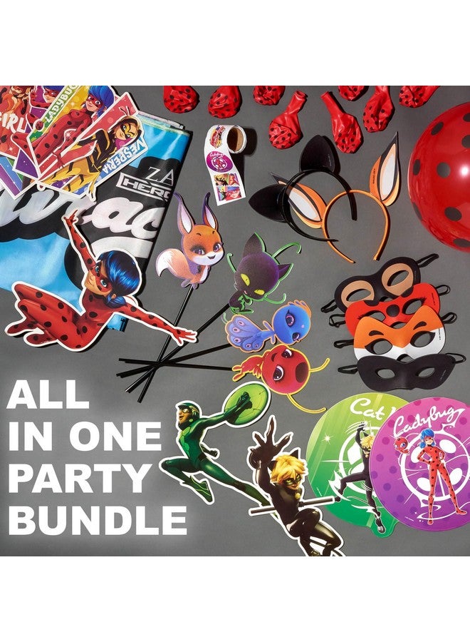 Miraculous 50pc Birthday Party Supplies - Zag Heroez Themed Party Box, Ladybug Party Decorations, Backdrop & Party Props - Image 4