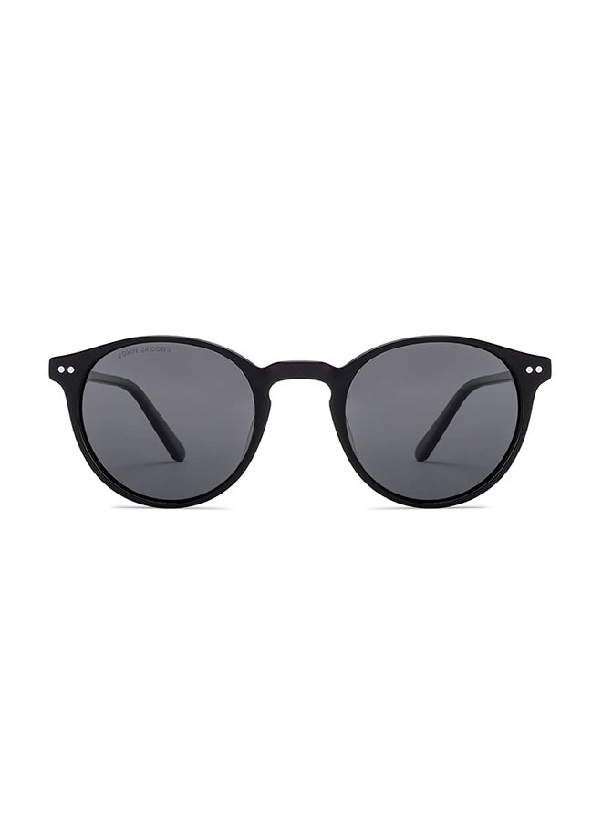 John Jacobs Unisex John Jacobs | Black - Grey | Full Rim Round Stylish & Premium UV Protected Sunglasses | Acetate Lines | Polarized and 100% UV Protected | Men & Women | Medium | JJ S17341 - Image 2