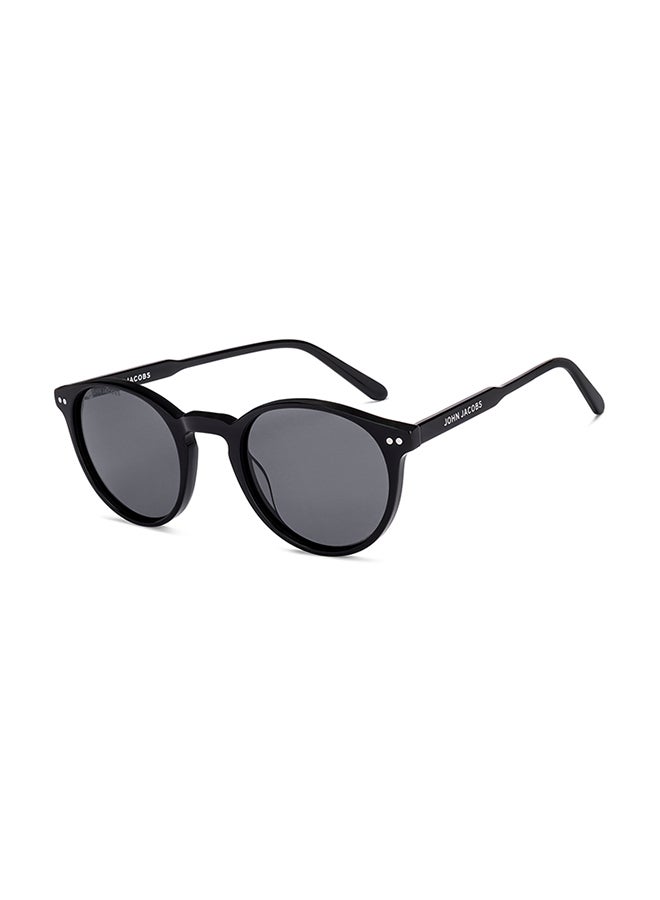 John Jacobs Unisex John Jacobs | Black - Grey | Full Rim Round Stylish & Premium UV Protected Sunglasses | Acetate Lines | Polarized and 100% UV Protected | Men & Women | Medium | JJ S17341 - Image 1