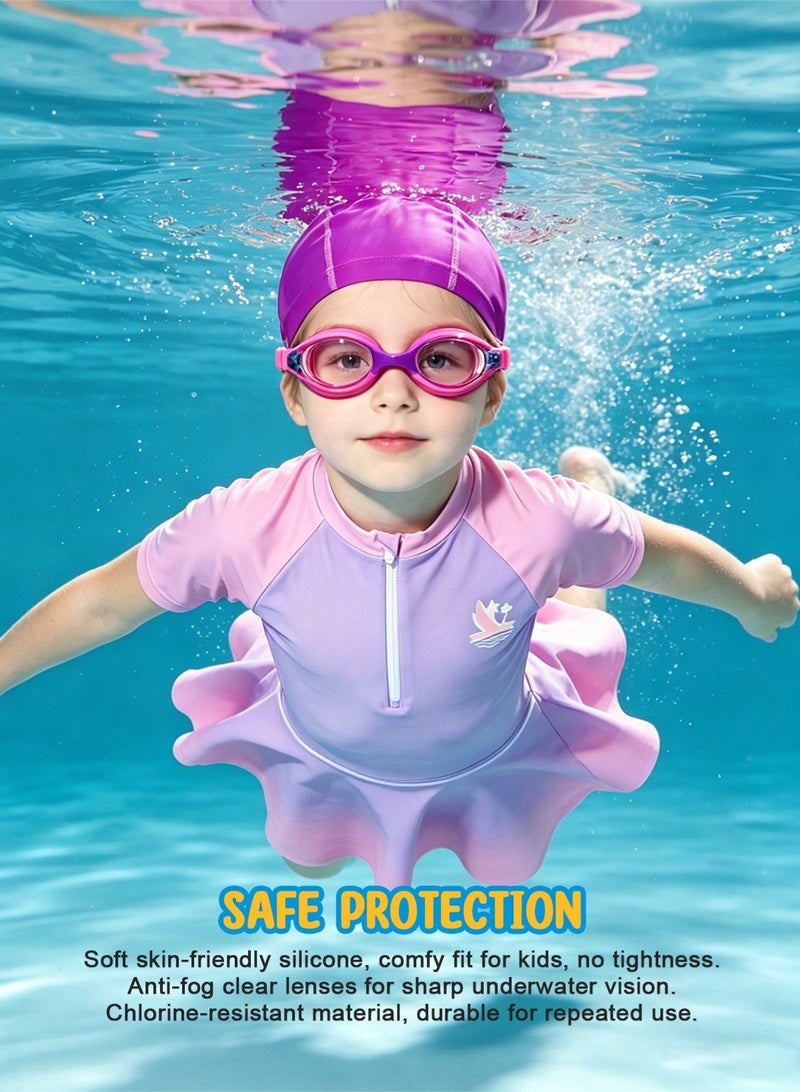 Homarket Girls Short Sleeve Gradient Skirted Swimsuit 4Pcs Set, UPF50+ Sun Protection Kids Rash Guard Swimming Costume, Zipper Girls Bathing Suit with Swim Shorts, Swim Cap, Swimming Goggles & Mesh Beach Bag, Multi-purpose for Swimming Beach Yoga Gymnastics, Size Variants XL,2XL,3XL,4XL,5XL,6XL - Image 5