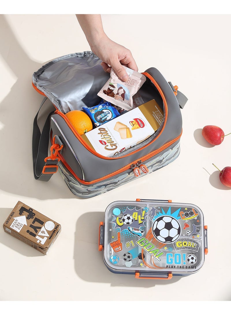 VEST Cool Shark Double Layer Kids Lunch Bag Portable Insulated Waterproof Bento Lunch Bag Kids Lunch Bag 17cm×26.5cm×17.5cm - Image 4