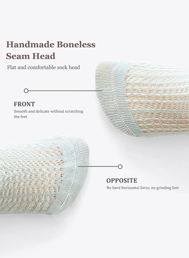 SHABILI Baby’ Cotton Mesh Ankle Short Socks Low‑Cut Casual Slouch 6‑Pair for 1‑3 Yrs, Moisture Wicking Anti‑Odor Elastic Cuff Non‑Slip Sole, Daily Leisure Travel Sport, (White Pink Gray Orange Blue Green) - Image 3
