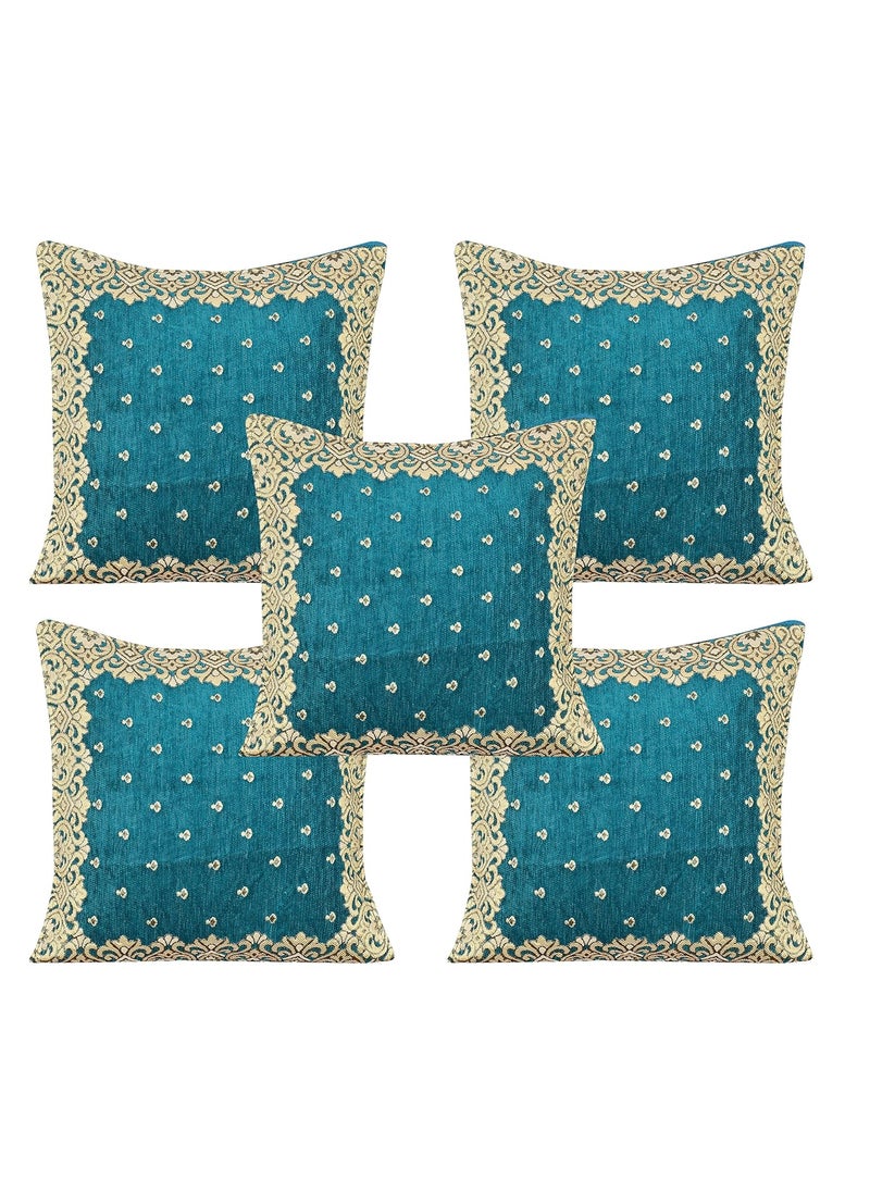 Dazzling DECOR Dazzling DECOR Velvet Sofa Cover with Arm Cover and Cushion Covers Set of 5 Seater Sofa Covers 3 Seater and 2 Seater Full Cover Set for Couch Seat Heavy Fabric Sofa Slip Protector 2801_Aqua  - Image 4