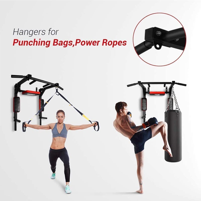 Rovyfota Multifunctional Wall Mounted Pull Up Bar/Chin Up bar, Dip Station for Indoor Home Gym Workout, Power Tower Set Training Equipment Fitness Dip Stand Supports to 440 Lbs - Image 4