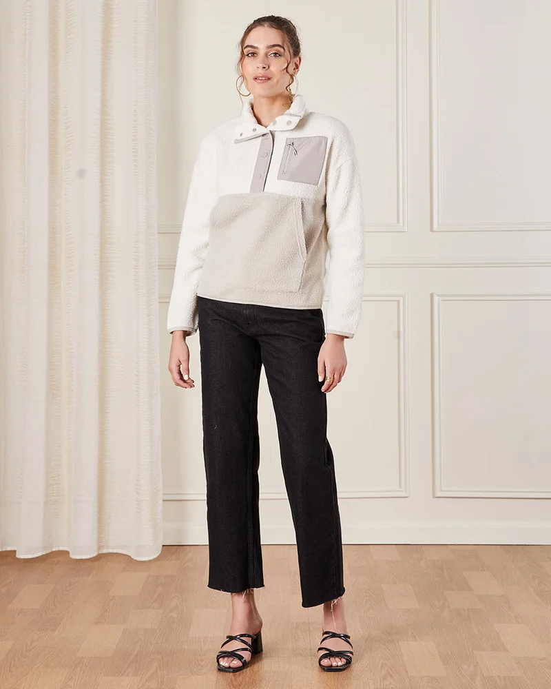 Redtag Women White And Grey Embellished Sweatshirt
