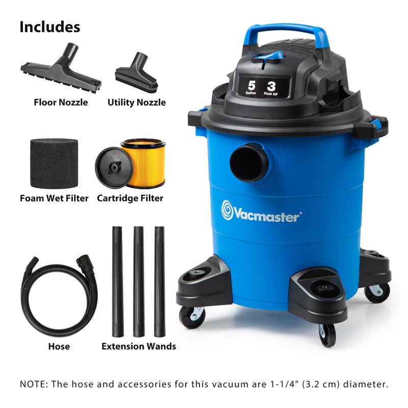 Vacmaster 5-Gallon* 3 Peak HP Wet/Dry Vacuum â€“ VOC507PF 0101 - Image 2