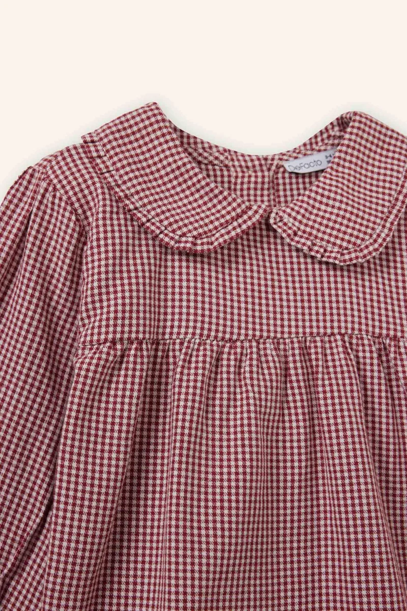 ديفاكتو Baby Girl Baby Collar Checked Poplin Shirt