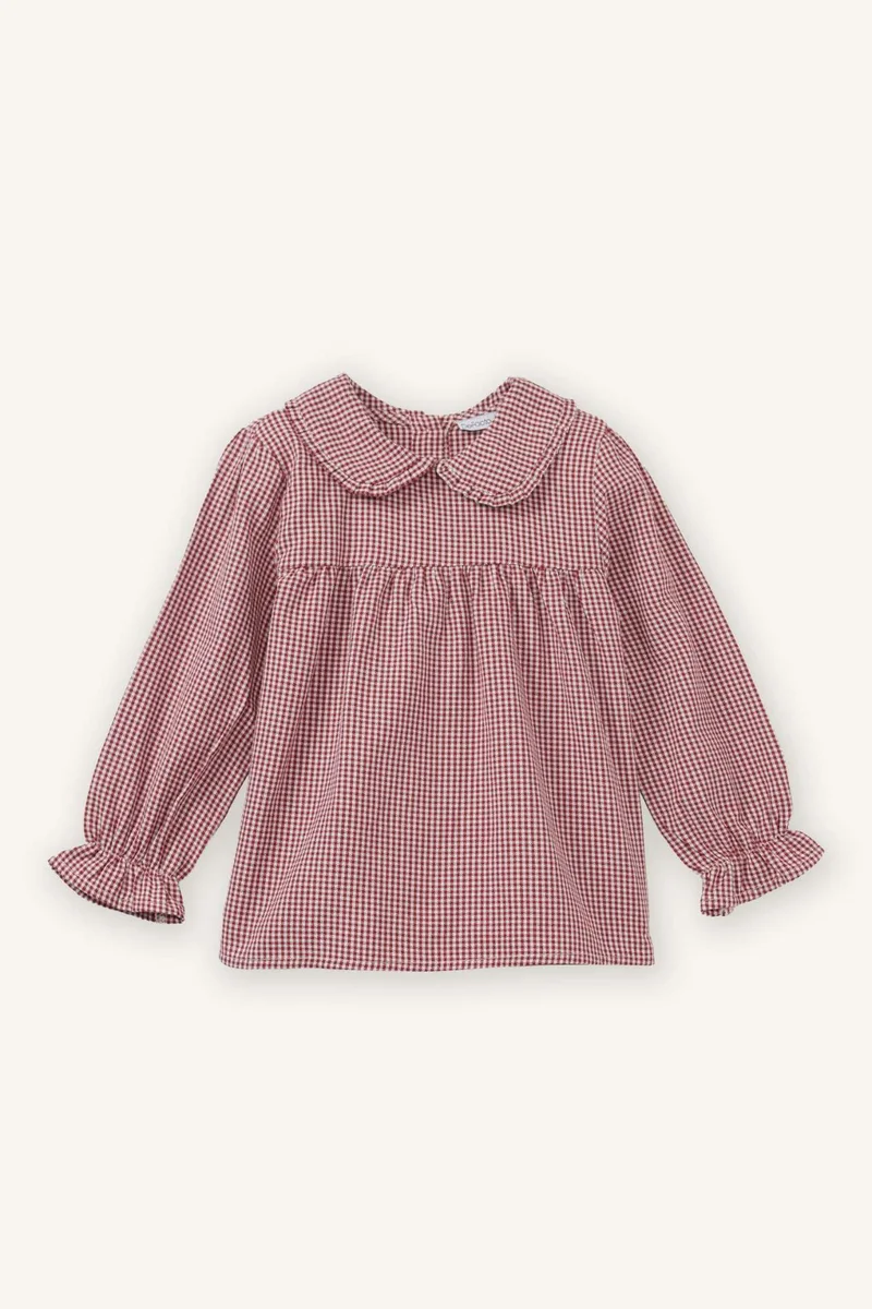 ديفاكتو Baby Girl Baby Collar Checked Poplin Shirt