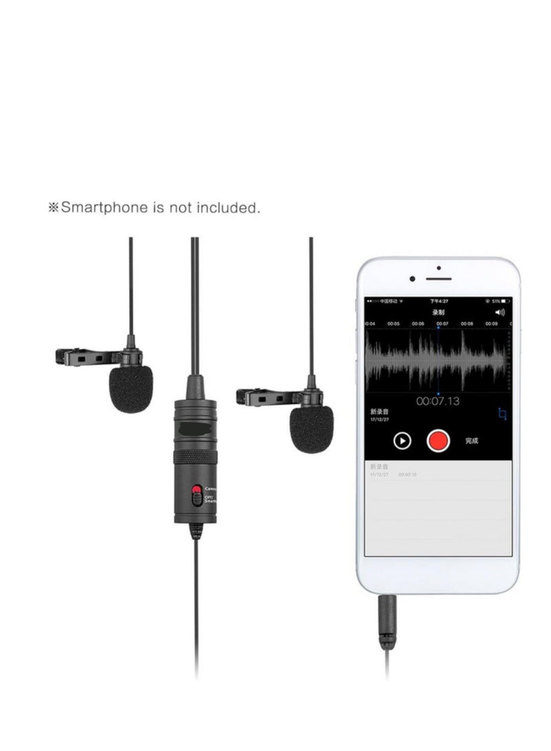 Dual Clip-On Lavalier Microphone with 3.5mm Jack for Smartphone, Camera & PC – Black - Image 2