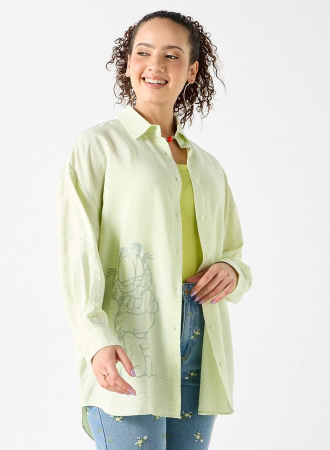 SP Characters Garfield Print Shirt with Collar and Long Sleeves - Image 3