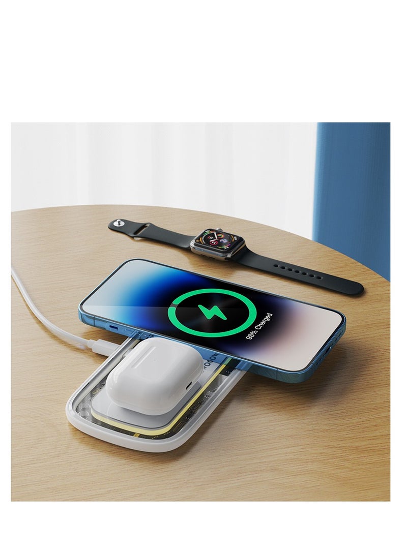 BWOO Bwoo Wireless Charger, 2-in-1 30W Transparent Wireless Charger With Night Light  - Image 4