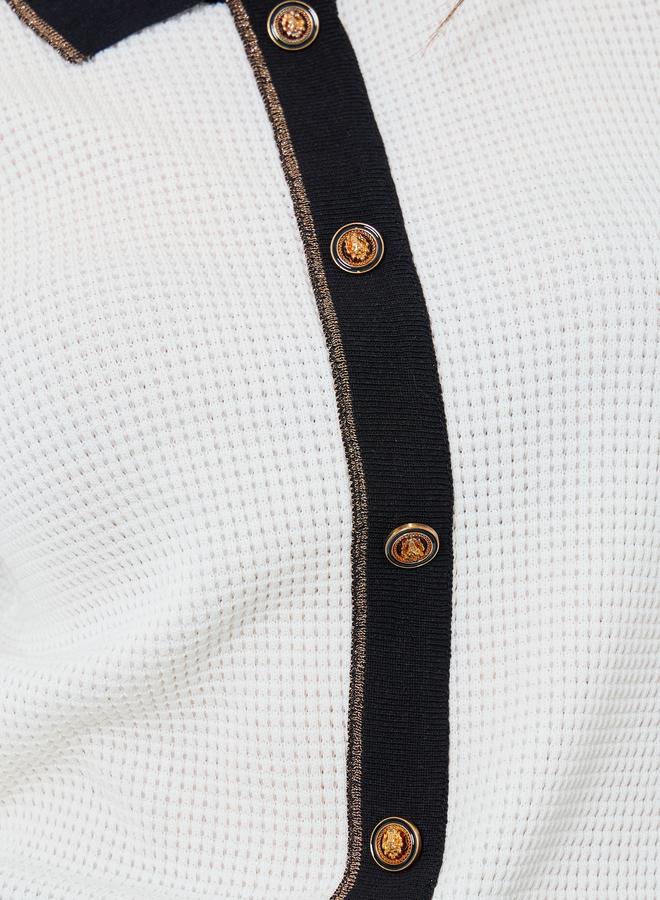 ستايلي كارديجان محبوك بنسيج بارز وياقة فلات - Image 4