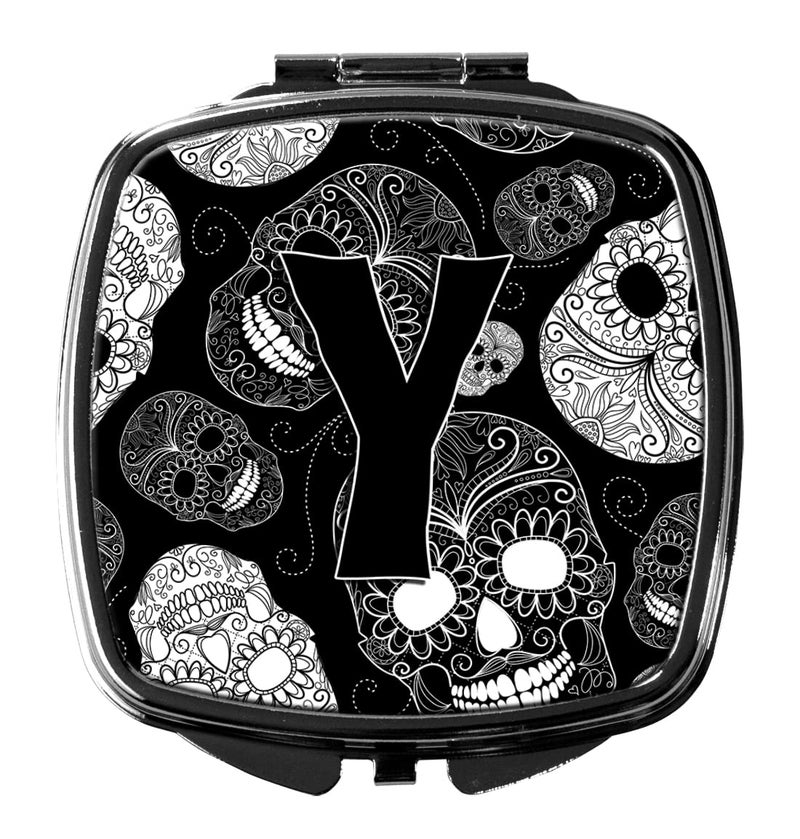 Caroline's Treasures CJ2008-YSCM Letter Y Day of the Dead Skulls Black Compact Mirror Decorative Travel Makeup Mirror for Women Girls Gifts Pocket Makeup Mirror Folding Handheld - Image 5