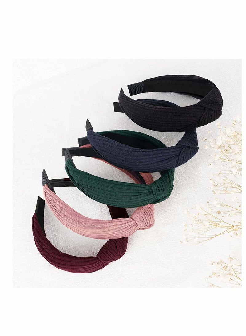 KASTWAVE 10Pieces Knotted Headbands for Women Girl Soft Knitted Headbands Non-Slip Fabric Headbands Knotted Hair Band Elastic Hair Accessories for Thin Thick Hair Turban Headbands - Image 4