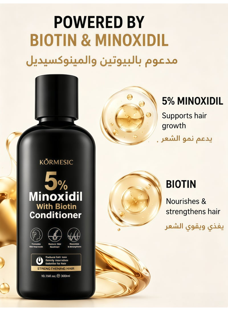 Kormesic 5% Minoxidil Conditioner with Biotin – Strengthening Hair Care Conditioner, Daily Hair Conditioning, 300ml - Image 3