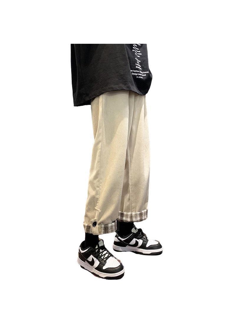 Generic - Mens Corduroy Pants Casual Straight Fit Brown - Image 1