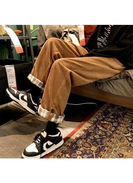 Generic - Mens Corduroy Pants Casual Straight Fit Brown - Image 1