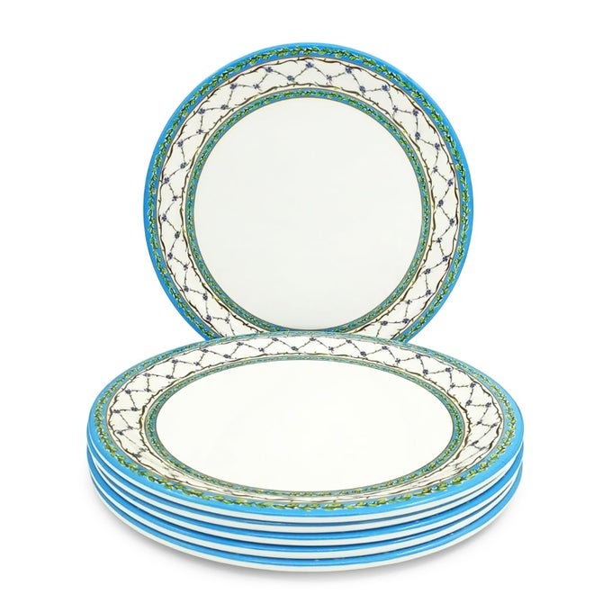 PURE MELAMINE DINNER PLATE SET ROYALE 11 6 NOS STAIN FREE GLAZED FINISH