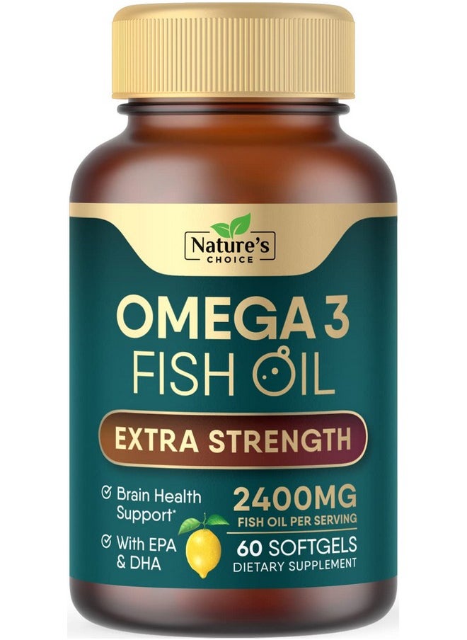 Nature's Choice زيت السمك 2400 مجم كبسولات هلامية زيت السمك أوميغا 3 بقوة إضافية مع نسبة عالية من حمض إيكوسابنتينويك وحمض دوكوساهيكسانويك يدعم صحة القلب دعم طبيعي للدماغ والجهاز المناعي كبسولات هلامية ناعمة من أحماض أوميجا 3 الدهنية من نونجمو 60 كبسولة هلامية  - Image 1