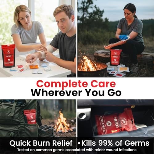Prepared Hero Burn Care Kit - Compact Burn Treatment & Relief Kit with Burn Gel, Gauze, Compresses & Wipes, Waterproof Pouch for Minor Burn First Aid at Home, Travel, Outdoor & Workplace Safety - Image 4