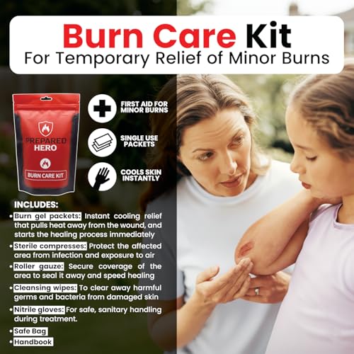 Prepared Hero Burn Care Kit - Compact Burn Treatment & Relief Kit with Burn Gel, Gauze, Compresses & Wipes, Waterproof Pouch for Minor Burn First Aid at Home, Travel, Outdoor & Workplace Safety - Image 5