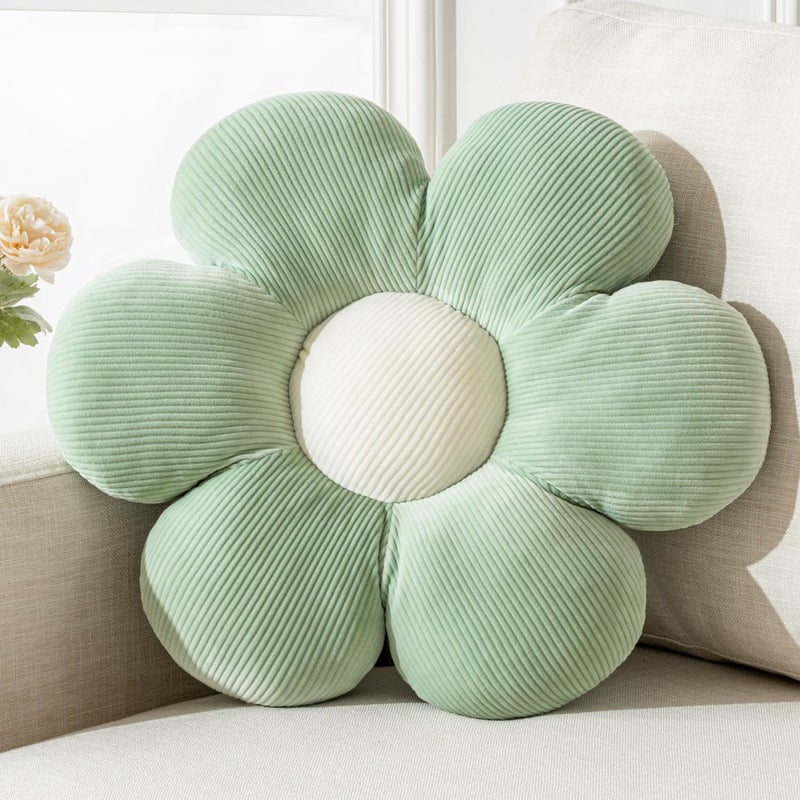 Vdoioe Flower Shaped Throw Pillow  Six Petal 1575 Green Plush Throw Pillow for Floor Seating