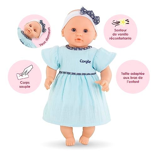 Corolle Bb Calin Maud 12 Soft Girl Baby Doll with Vanilla Scent Blue Outfit Sleeping Eyes for Girls Ages 18 Months Cute Reborn Realistic Baby Dolls for 2 Year Old Girls - Image 5