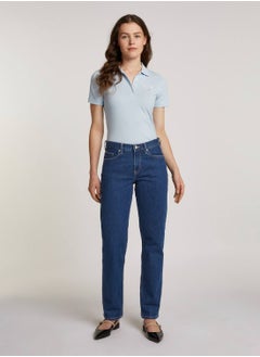 TOMMY HILFIGER Women's Mid Rise Straight Leg Jeans - Cotton, Blue  - Image 3