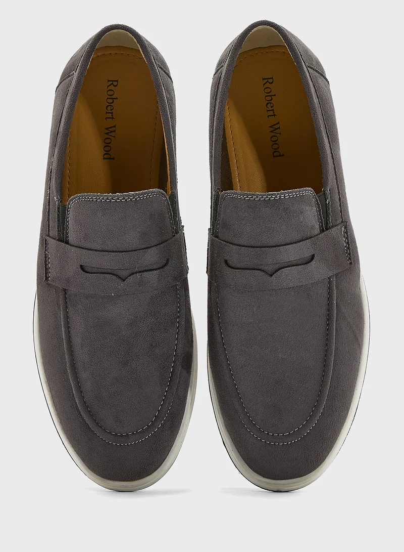 Robert Wood Suede Casual Slip Ons Loafers