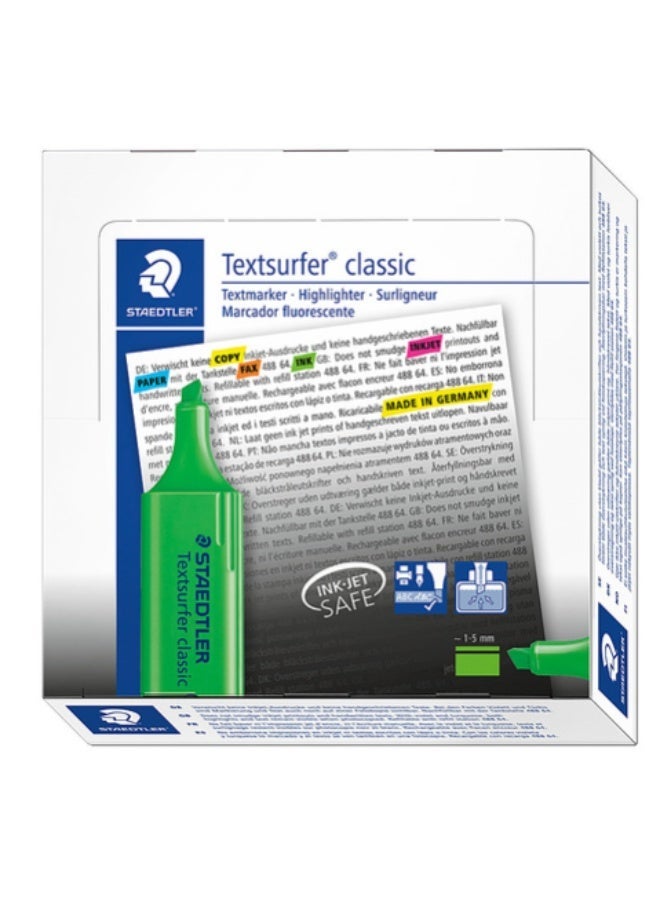 Staedtler Textsurfer Classic Highlighter - Green Pack of 10 - Image 1