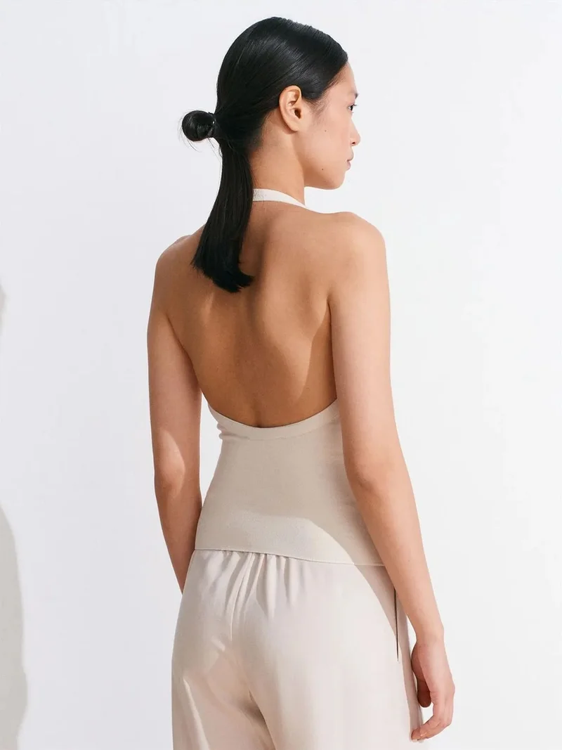 ديلفين Dilvin Slim Fit Halterneck Cut-Out Blouse