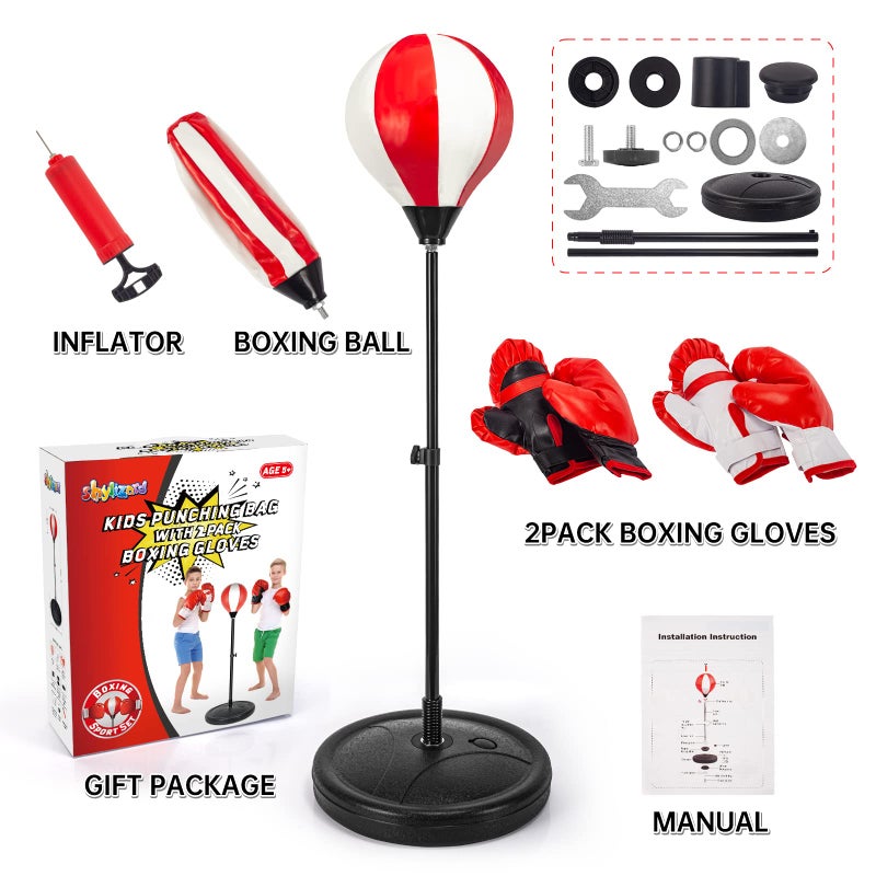 ShyLizard Punching Bag for Kids Included 2 Pack Boxing Gloves, Boxing Toy Sets with Height Adjustable Stand for Boys, Sports Gifts for Boys & Girls Age 5,6,7,8,9,10 Years Old - Image 4