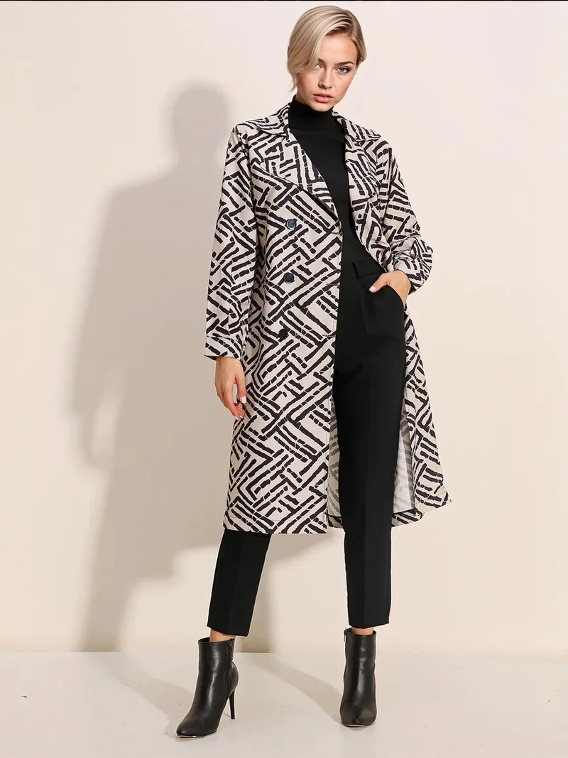 بيغ دارت معطف ترنش طويل بصفين من الأزرار من