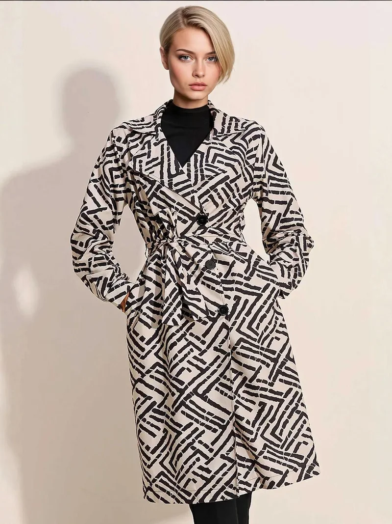 بيغ دارت معطف ترنش طويل بصفين من الأزرار من